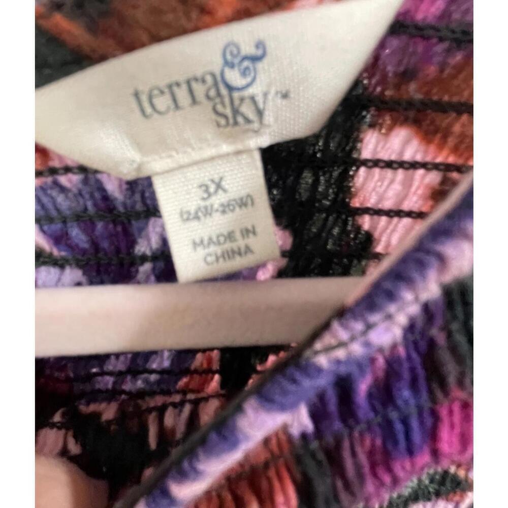 Floral Multicolor TERRA & SKY Maxi DRESS Size 3X Long Sleeve - Picture 3 of 3